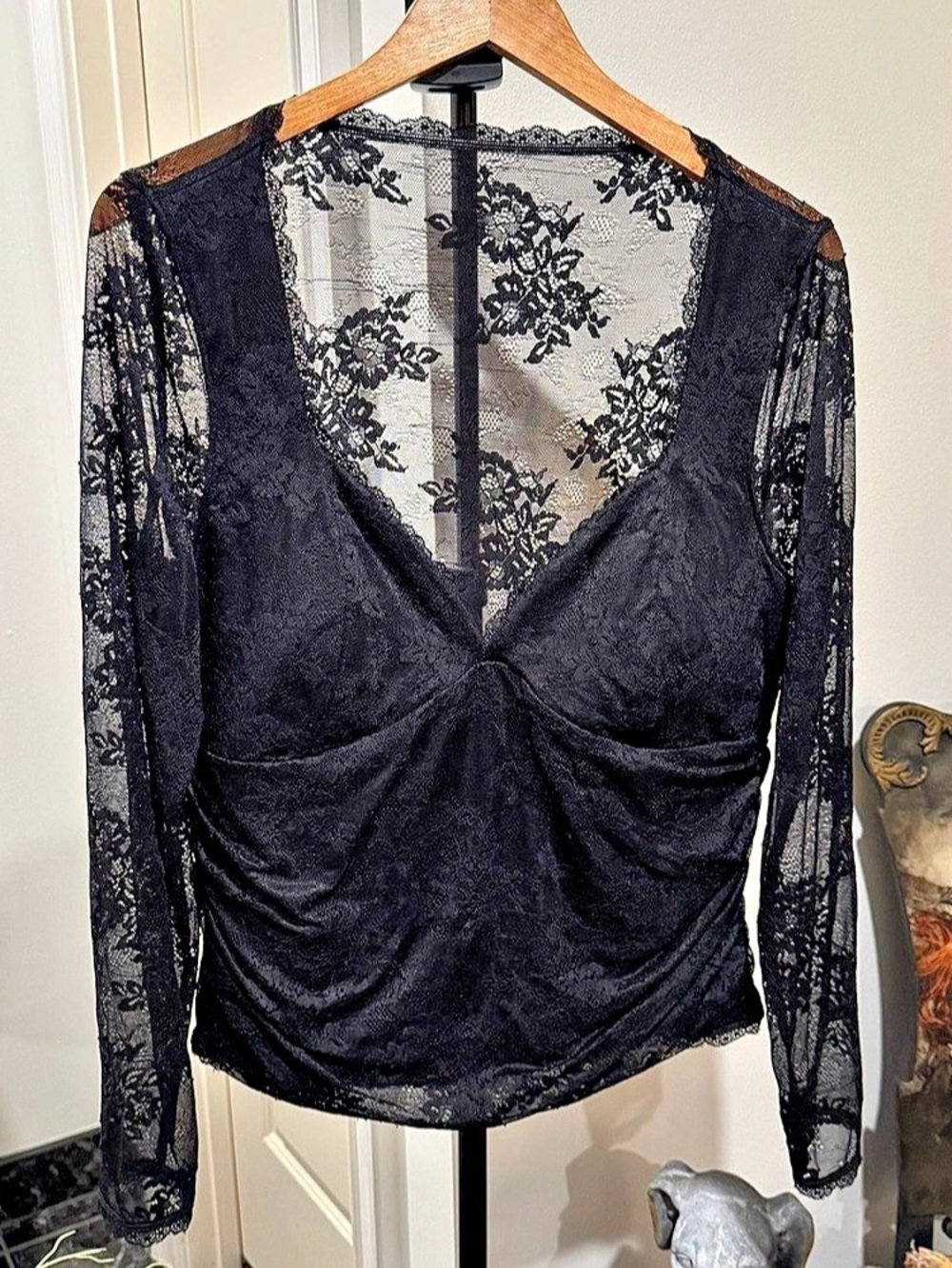 Abercrombie & Fitch Zoe Y2K Babydoll Top Whimsigoth Lace Black XL Dark Romantic